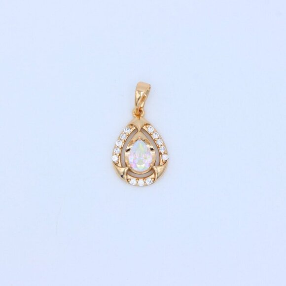 "Rainbow Teardrop Pendant with Gold Plated Finish and Sparkling Detail, XPPT1803 - Picture 11 of 13